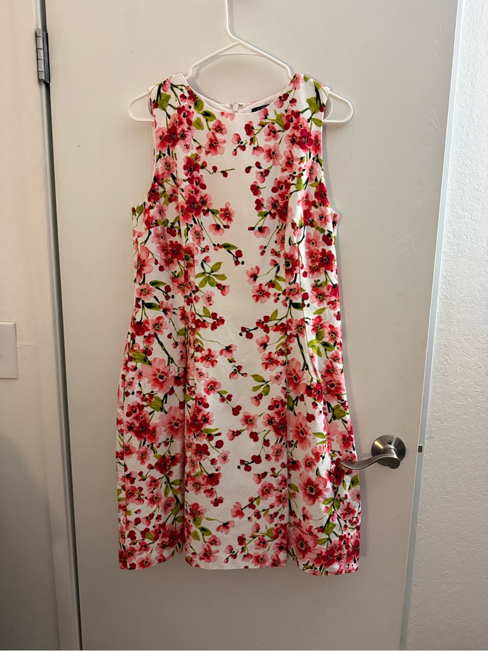 Ralph Lauren sleeveless White Dress with Pink Floral Print